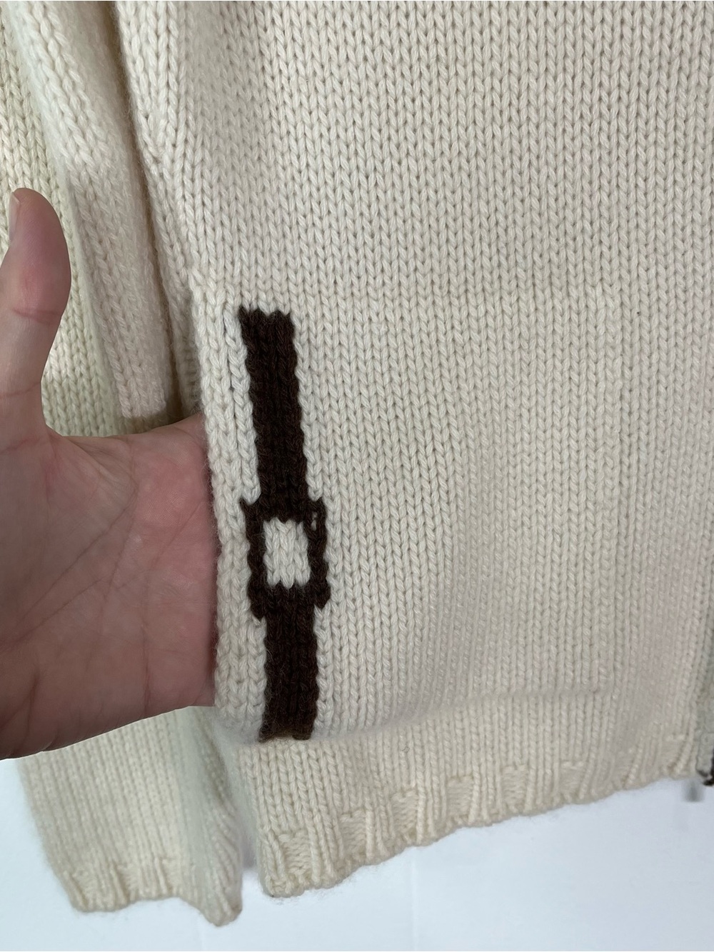 Effetto.F 100% Cashmere Cream Brown Full Zip Sweater Women’s M 8 - Picture 3 of 9